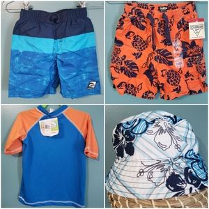 4 NWT piece 4T swimsuits set orange blue